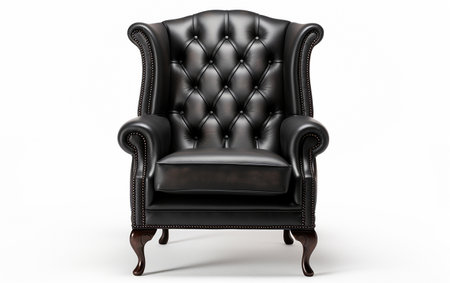 A fireside chair in black against a white background.の素材