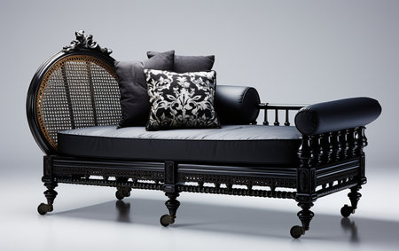 Black daybed on a white background.の素材