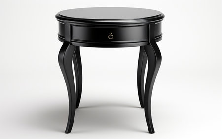 End table in black on a white background.の素材