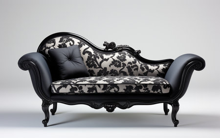 A black divan on a white background.の素材