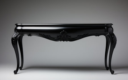 A black console table on a white background.の素材
