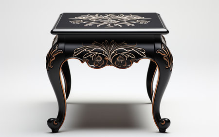 A black end table against a white background.の素材