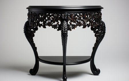 A black corner table on a white background.の素材