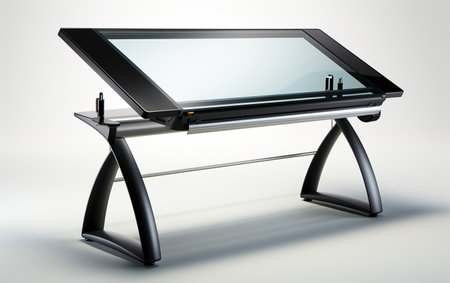 A black drafting table on a white background.の素材