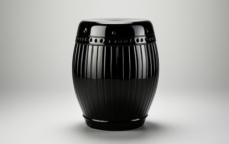 Black drum stool on a white background.の素材