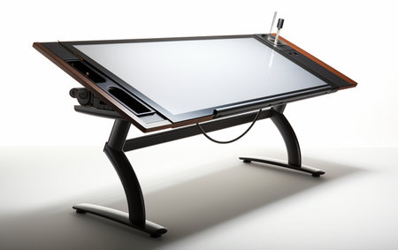 Drafting table in black on a white background.の素材