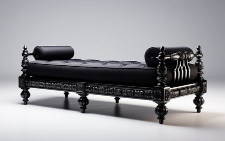 Daybed in black on a white background.の素材