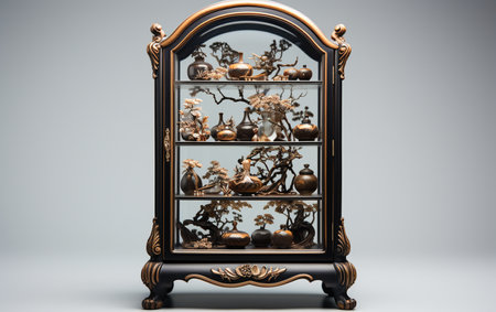 A curio cabinet on a white background.の素材