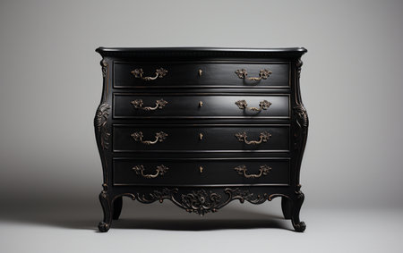 Highboy in black on a white background.の素材