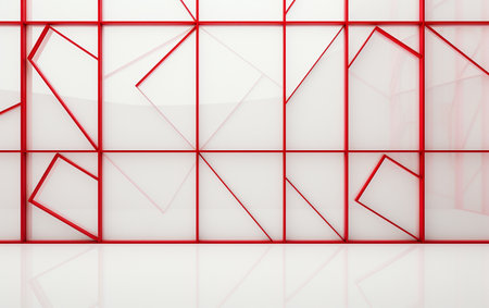 Geometric Window in Red on a White Backgroundの素材
