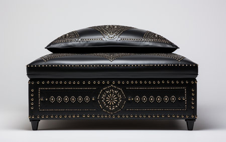 A ottoman bed in black against a white background.の素材