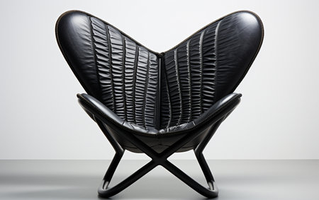 A black Papillion chair on a white background.の素材