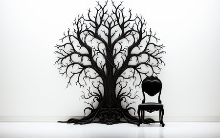 Black hall tree against a white background.の素材