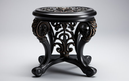 Black occasional table against a white background.の素材