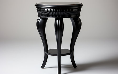 A occasional table in black against a white background.の素材
