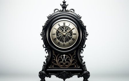 Black grandfather clock against a white background.の素材