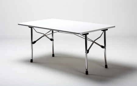 Table that folds on white background.の素材