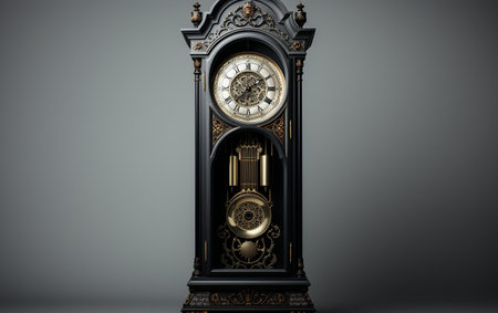 Black grandfather clock on a white background.の素材