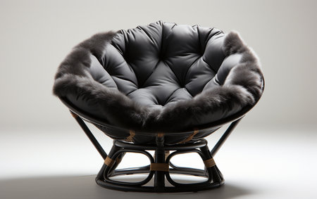 A Papasan chair in black against a white background.の素材