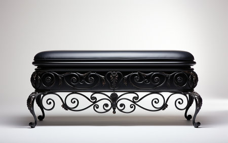 Ottoman bed in black on a white background.の素材