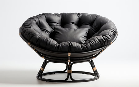 A black Papasan chair on a white background.の素材