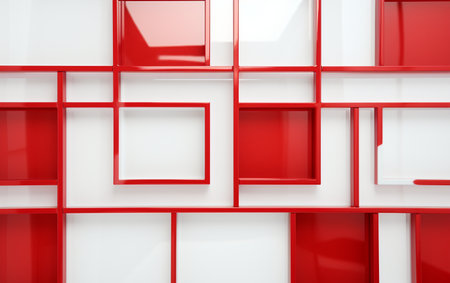 A Geometric Red Window on White Backgroundの素材