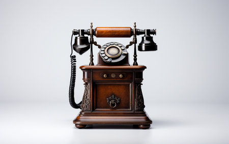 Telephone table against a white background.の素材