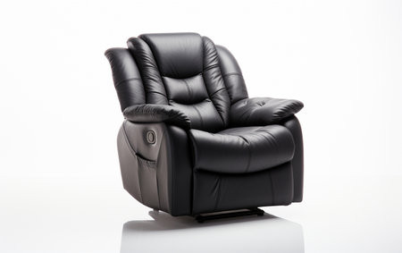 A recliner in black against a white background.の素材