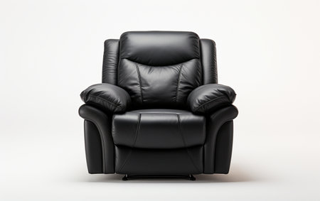 Black recliner against a white background.の素材