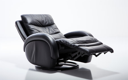 Recliner in black on a white background.の素材