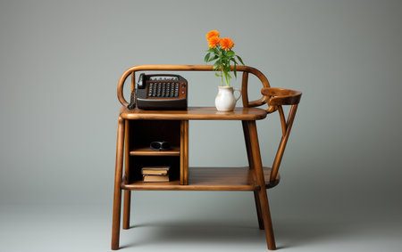 A table for the telephone on a white background.の素材