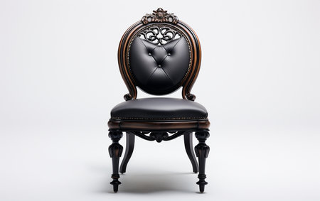 Black side chair against a white backgroundの素材
