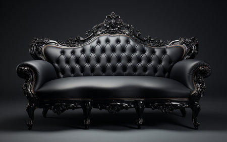 A settee in black against a white background.の素材