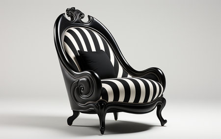 Slipper chair in black on a white background.の素材