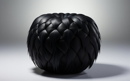 Black pouf against a white background.の素材