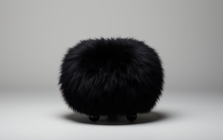 A black pouf on a white background.の素材