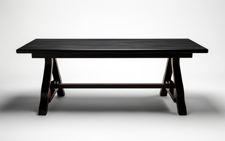 A trestle table in black against a white background.の素材