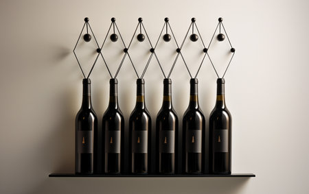 A black wine rack on a white background.の素材
