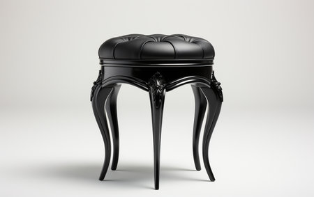 A black vanity stool on a white background.の素材