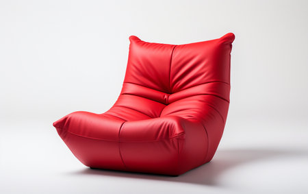 Bean Bag Chair in Red on a White Backdropの素材