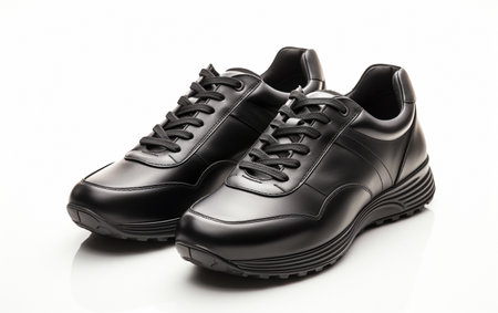 Man in Black Jogger Shoes on a White Backgroundの素材