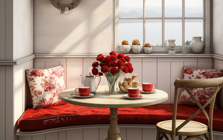 Cozy Breakfast Nook on a White Surfaceの素材