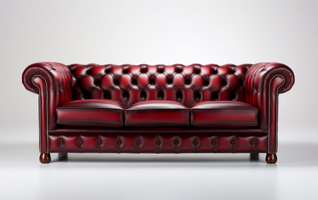 Chesterfield Sofa Placed on a White Backgroundの素材