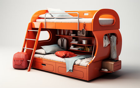 Bunk Bed Highlighted on a White Backdropの素材