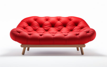 Red Daybed against a White Backdropの素材