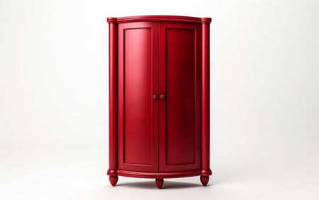 Red Corner Cabinet against a White Backdropの素材