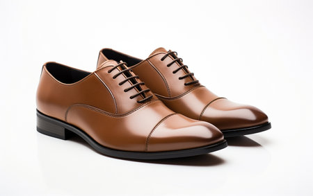 Classic Men's Dress Shoes against a White Backdropの素材