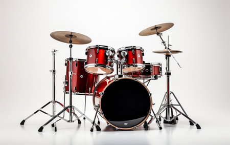 Drum Kit on a White Backgroundの素材