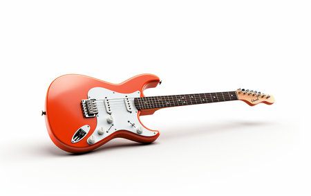Electric Guitar in front of a Pure White Backgroundの素材