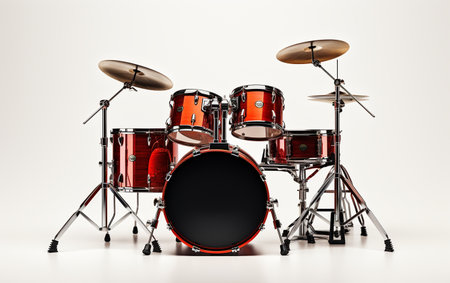 Drum Kit Displayed on White Backgroundの素材